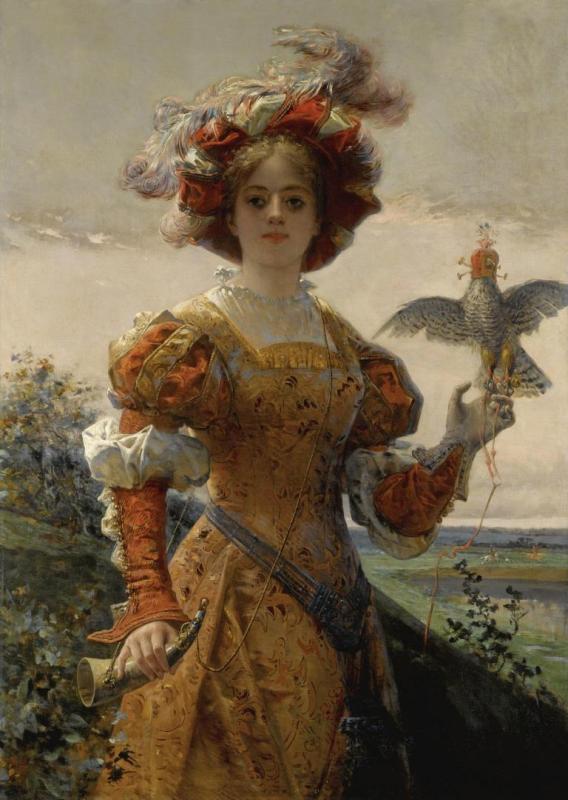 Lady With A Falcon Artwork by Edmond-Louis Dupain