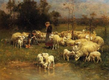 Guarding The Flock Artwork by Charles-Émile Jacque