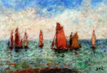 Sailboats Artwork by Georges D'espagnat