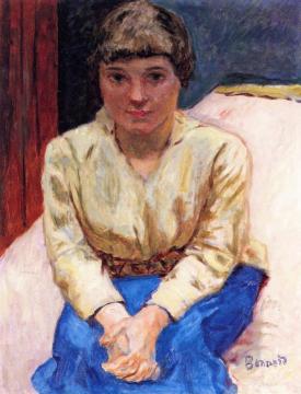 Girl Seated, Clasped Hands Artwork by Pierre Bonnard