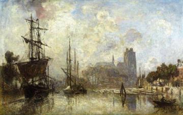 The Port of Dordrecht Artwork by Johan Berthold Jongkind