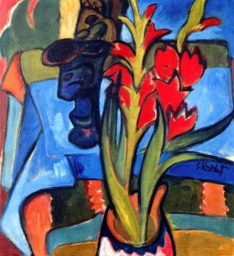 Still LIfe with Red Flowers Artwork by Karl Schmidt Rottluff