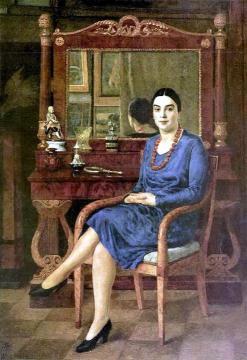 Portrait of a Lady in Blue Artwork by Ilya Mashkov