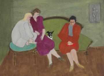 Three Figures And A Dog Artwork by Milton Avery