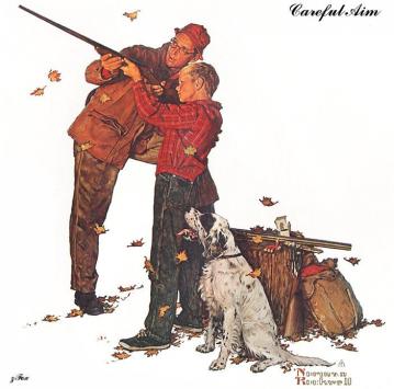 Careful Aim Artwork by Norman Rockwell