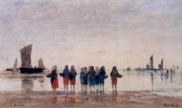 Fisherwomen at Berck Artwork by Eugène-Louis Boudin