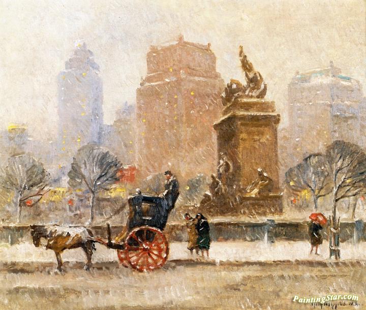 Winter along Central Park Artwork by Guy Wiggins