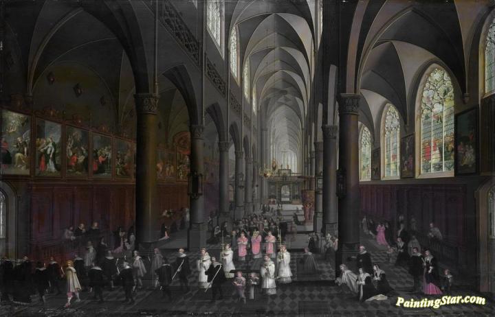 Interior of the Dominican Church in Antwerp Artwork by Pieter Neefs the Elder