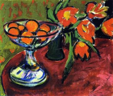 Still Life With Oranges And Tulips Artwork by Ernst Ludwig Kirchner