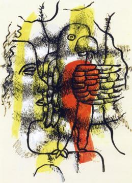 Profile and Parrot Artwork by Fernand Léger