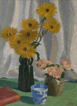 Dwarf Sunflowers Artwork by Charles Ginner