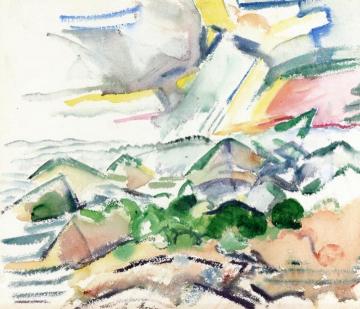 Sky Forms and Mountain Forms, Delaware County, Pennsylvania Artwork by John Marin