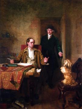 Sir Joshua Reynolds Visiting Goldsmith In His Study Artwork by John Faed