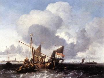 Ships on the Zuiderzee before the Fort of Naarden Artwork by Ludolf Bakhuizen