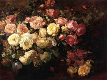 Still Life With White And Pink Roses Artwork by Franz Bischoff