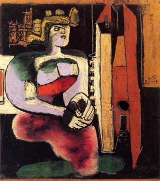 Woman Seated by the Sens Cathedral Artwork by Charles Edouard Jeanneret