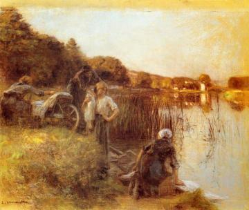 Washerwomen on the Banks of the Marne Artwork by Leon Augustin Lhermitte