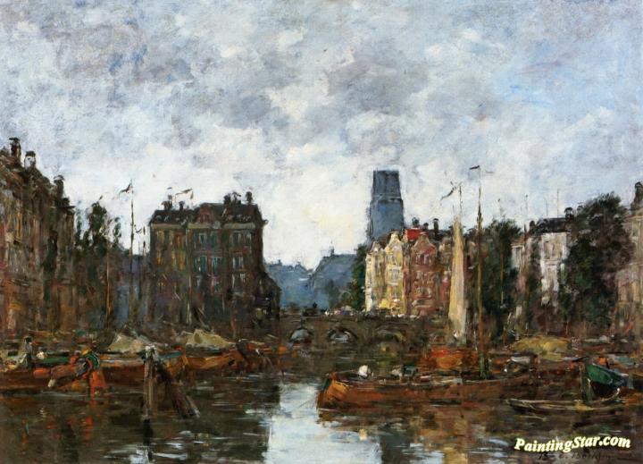 Rotterdam, The Pont De La Bourse Artwork by Eugène-Louis Boudin