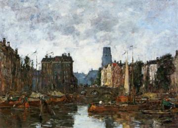 Rotterdam, The Pont De La Bourse Artwork by Eugène-Louis Boudin