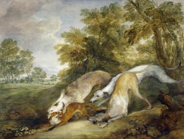 Dogs Chasing a Fox Artwork by Thomas Gainsborough