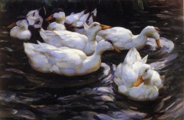 Six Ducks in a Pond Artwork by Alexander Koester