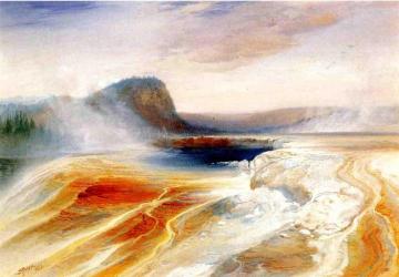 Lower Geyser Basin Artwork by Thomas Moran