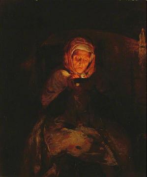 Old Woman Lighting Tinder Artwork by Briton Riviere