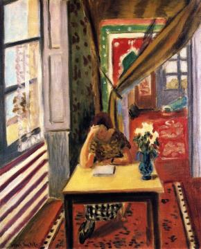 Reader Leaning her Elbow on the Table Artwork by Henri Matisse