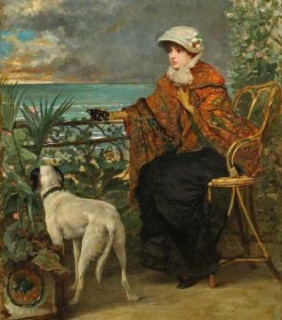 Lady with a Dog Artwork by Alfred Stevens