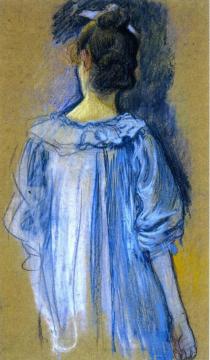 Woman in Blue seen from Behind Artwork by Theo van Rysselberghe