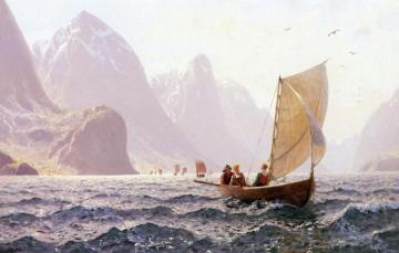 Regatta on a Norwegian Fiord Artwork by Hans Dahl