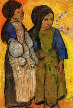 Little Breton Girls by the Sea Artwork by Paul Gauguin