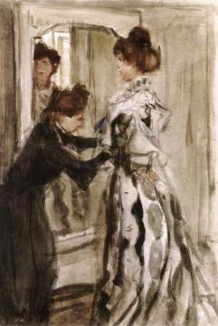 At The Seamstress Artwork by Isaac Israels