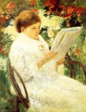 Woman Reading in a Garden Artwork by Mary Cassatt