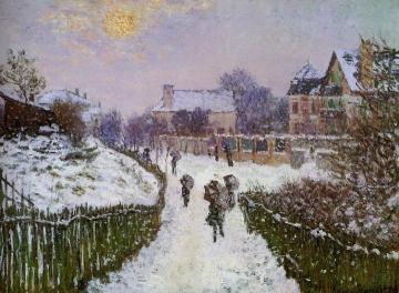 Boulevard St-Denis, Argenteuil, Snow Effect Artwork by Claude Oscar Monet