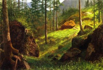 Wooded Hillside Artwork by Albert Bierstadt