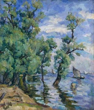 Willows on the Volkhov River Artwork by Pyotr Konchalovsky