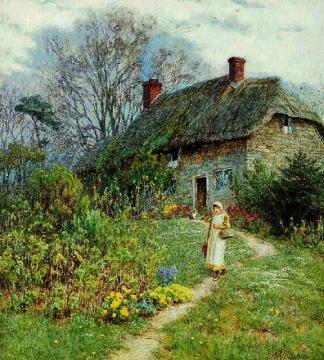 A Cottage At Bothenhampton,dorset Artwork by Helen Allingham