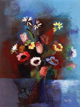 Bouquet Of Anemones And Magnolias Artwork by Jean Dufy