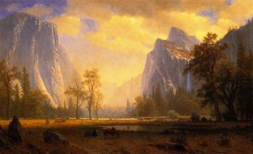 Looking up the Yosemite Valley Artwork by Albert Bierstadt