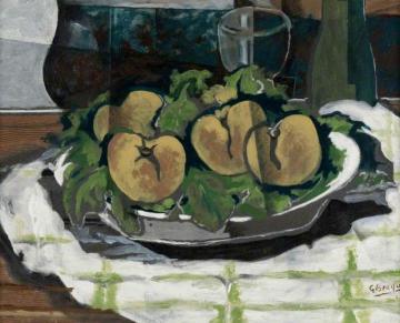 A Dish Of Fruit, A Glass And A Bottle Artwork by Georges Braque
