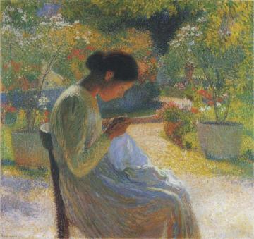 Sewing in the garden at Marquayrol Artwork by Henri Martin