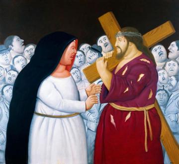 Jesus Meets His Mother Artwork by Fernando Botero