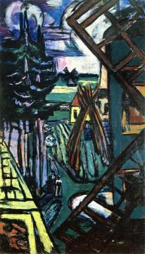 Landscape with Windmill Artwork by Max Beckmann