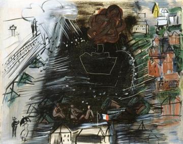 The Black Freighter and Flag Artwork by Raoul Dufy