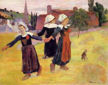 Breton Girls Dancing Artwork by Paul Gauguin