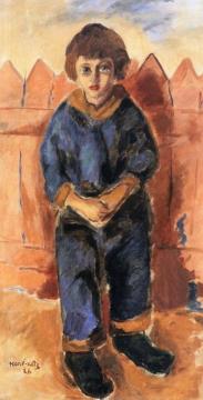 Girl beside Fence Artwork by Mané-Katz