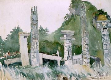 Skedans In The Rain Artwork by Emily Carr