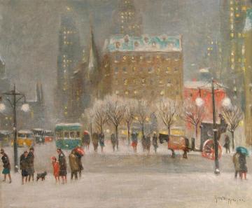 A Winter Night In New York Artwork by Guy Wiggins