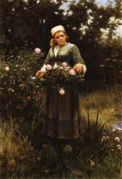 Gathering Roses Artwork by Daniel Ridgway Knight